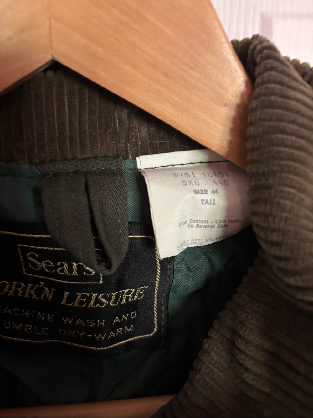 Vintage 1970s Sears Army Green work & Labor Insulated Coveralls 44 tall - Picture 3 of 5